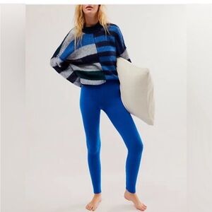 FREE PEOPLE INTIMATELY Chilled Out Lounge Ribbed Leggings Blue Women’s XS